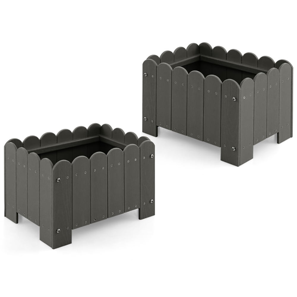 Aimee Lii 2 Pack Rectangular Planter Box with Drainage Gaps for Front Porch Garden Balcony, Planters for Outdoor Plants, Gray