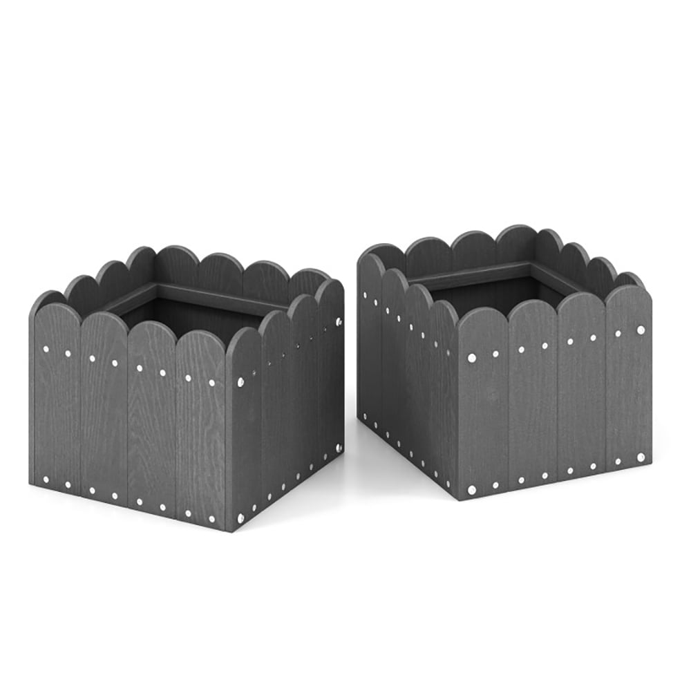 Aimee Lii 2 Pack Square Planter Box with Drainage Gaps for for Front Porch Garden Balcony, Planters for Outdoor Plants, Raised Garden Beds Indoor Outdoor, Gray
