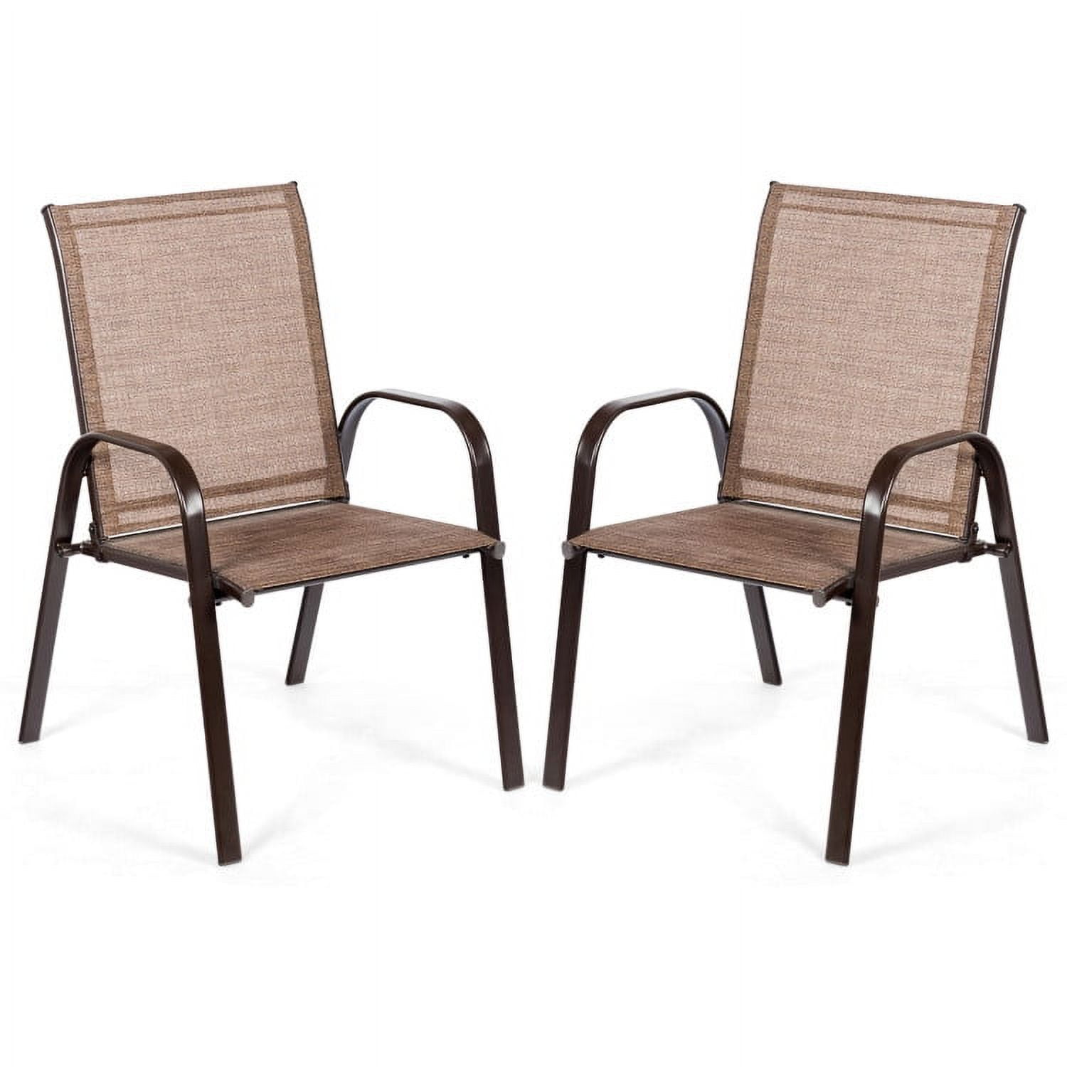 Aimee Lii 2 Pcs Patio Chairs Outdoor Dining Chair with Armrest, Outdoor Patio Set, Brown