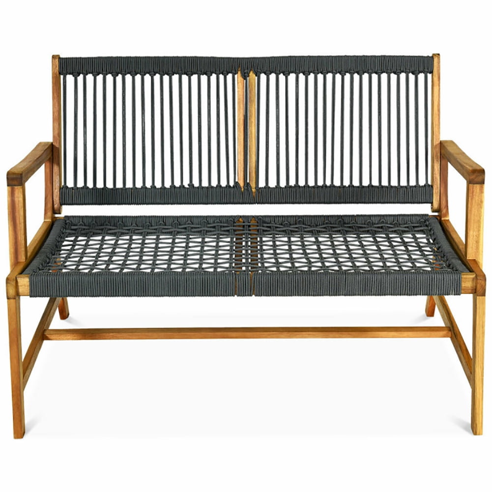 Aimee Lii 2-Person Acacia Wood Yard Bench for Balcony and Patio, Outdoor Patio Furniture, Gray