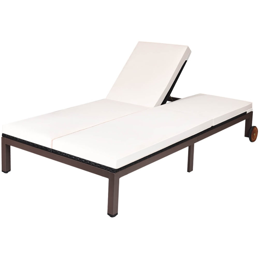 Aimee Lii 2-Person Patio Rattan Lounge Chair with Adjustable Backrest, Patio Loungers, White Aimee Lii 2-Person Patio Rattan Lounge Chair with Adjustable Backrest, Patio Loungers, White
