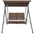thumbnail image 1 of Aimee Lii 2 Person Porch Swing with Adjustable Canopy and Padded Seat, Outdoor Swing for Adults, Brown, 1 of 7