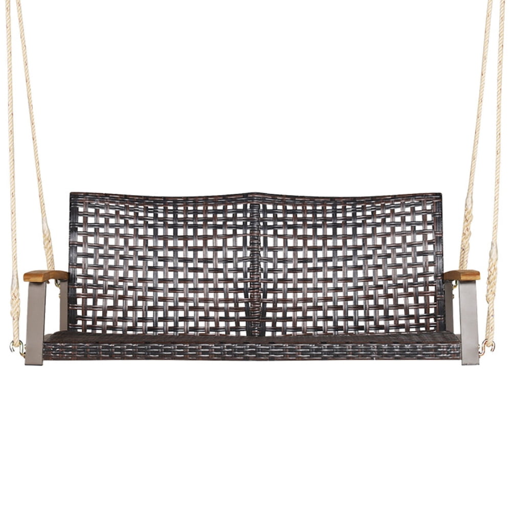 Aimee Lii 2-Person Rattan Hanging Porch Swing Chair, Swing Chair Outdoor, Off White Aimee Lii 2-Person Rattan Hanging Porch Swing Chair, Swing Chair Outdoor, Off White