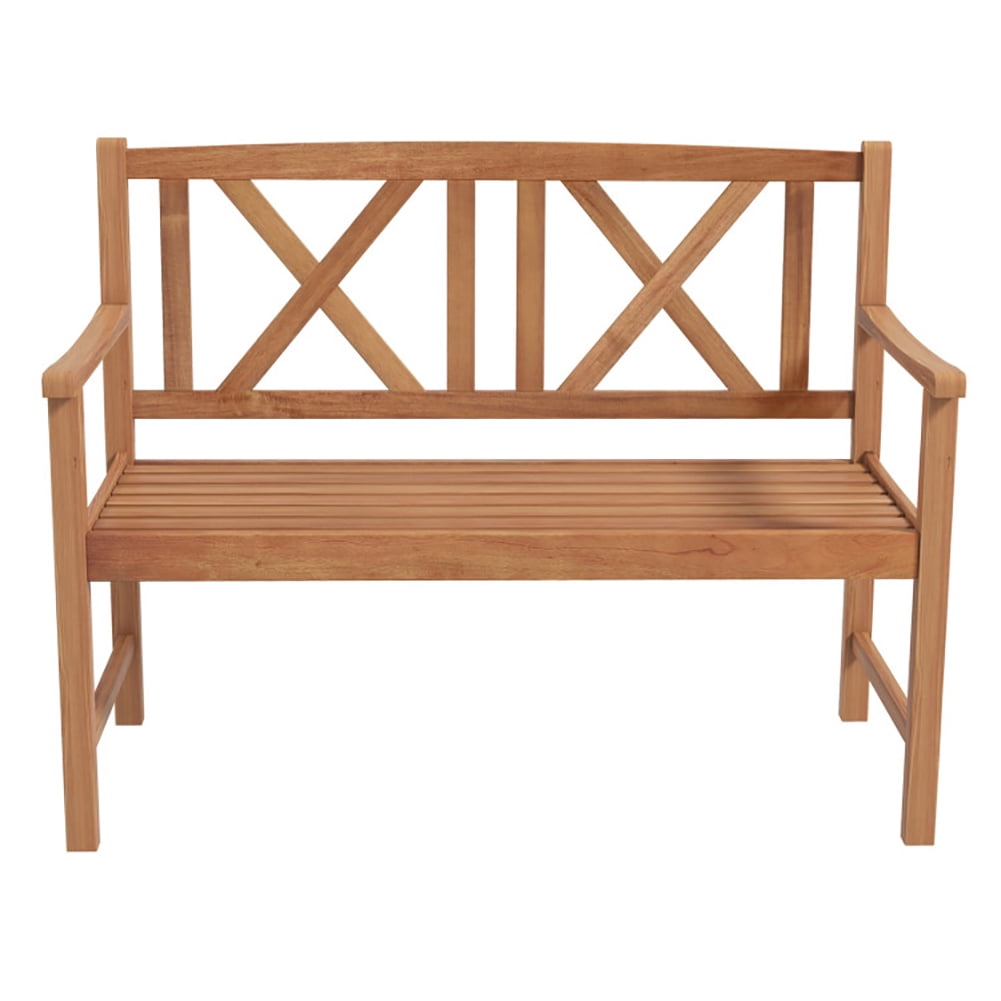 Aimee Lii 2-Person Wood Outdoor Bench with Cozy Armrest and Backrest, Outdoor Deck Furniture