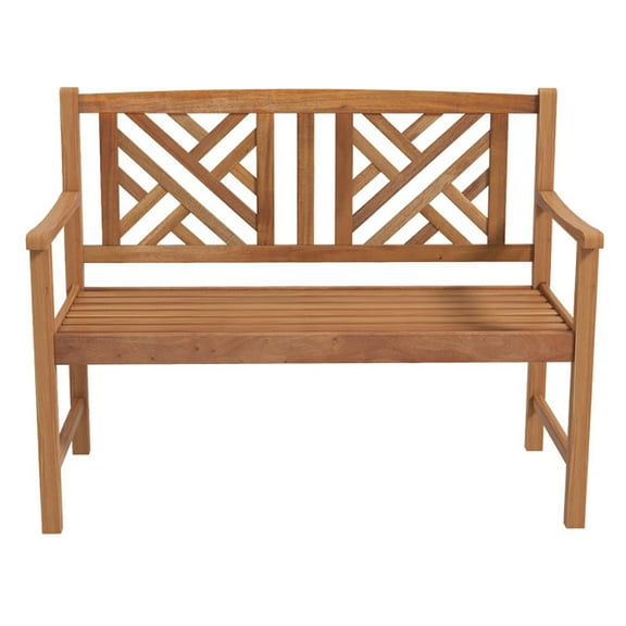 Aimee Lii 2-Person Wood Outdoor Bench with Cozy Armrest and Backrest, Outdoor Patio Furniture