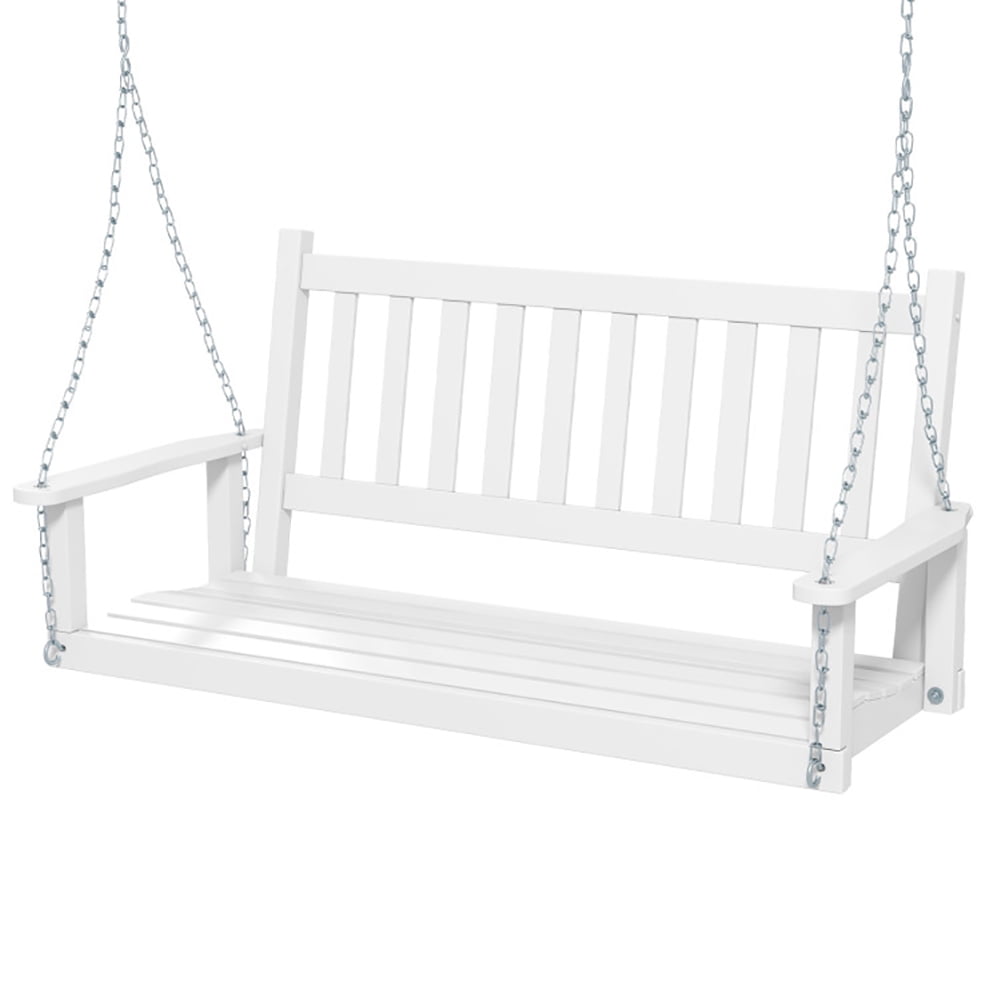Aimee Lii 2-Person Wooden Outdoor Porch Swing with 500 lbs Weight Capacity, Swing Chair Outdoor, White