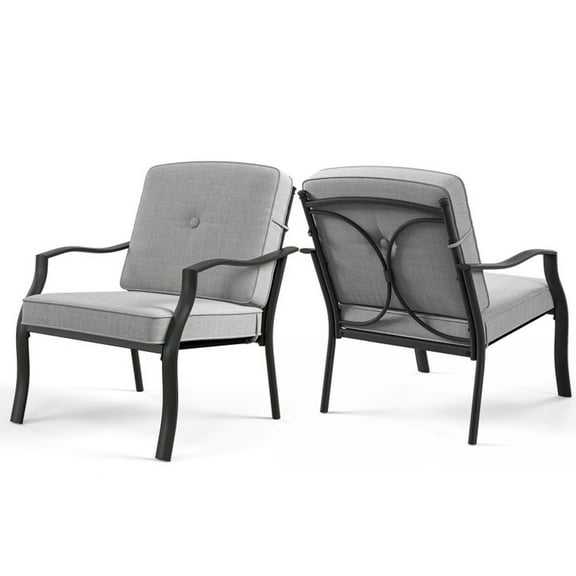 Aimee Lii 2 Piece Patio Metal Chairs with Seat and Back Cushions, Outdoor Patio Furniture for Balcony Backyard, Sturdy