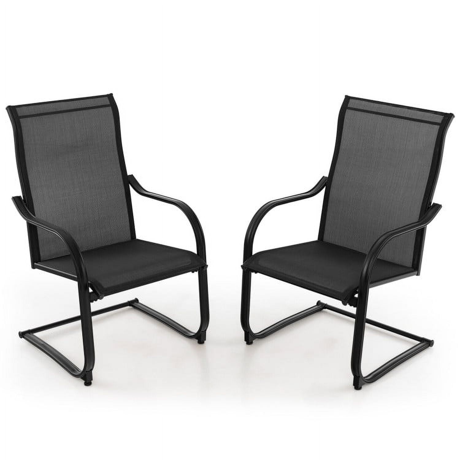Aimee Lii 2 Pieces C-Spring Motion Patio Dining Chairs with Breathable Fabric, Outdoor Patio Set, Black