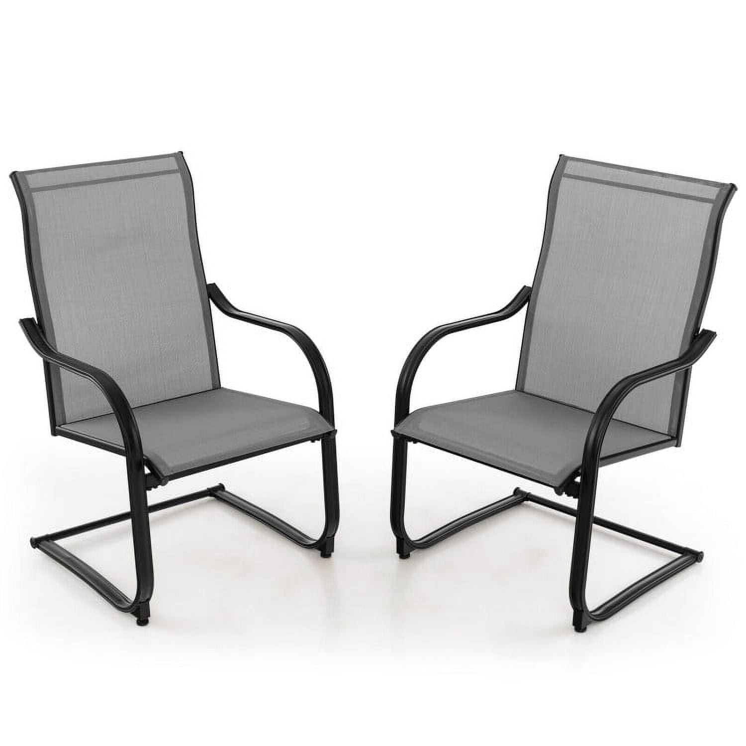 Aimee Lii 2 Pieces C-Spring Motion Patio Dining Chairs with Breathable Fabric, Outdoor Patio Set, Gray