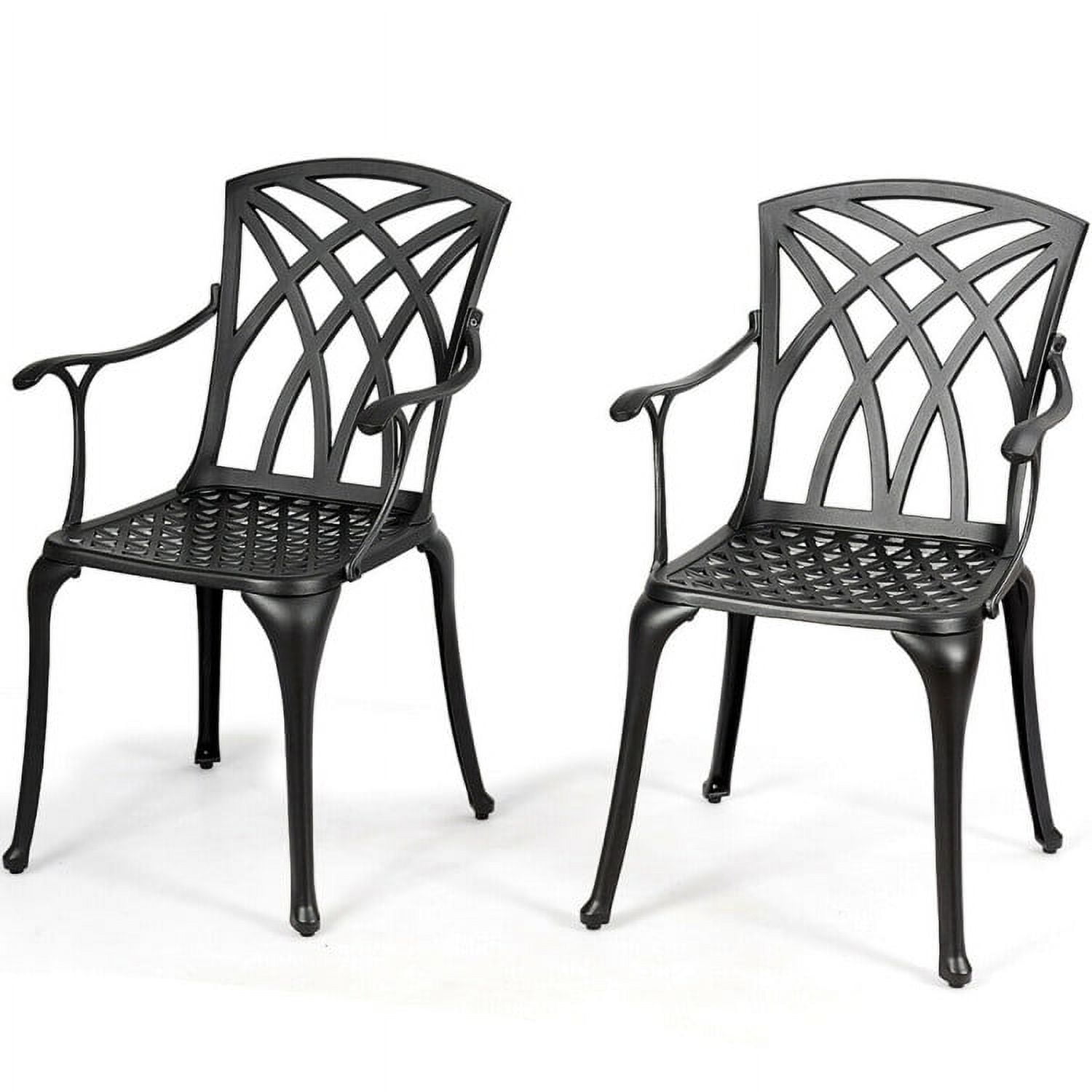 Aimee Lii 2 Pieces Durable Aluminum Dining Chairs Set with Armrests, Outdoor Patio Set