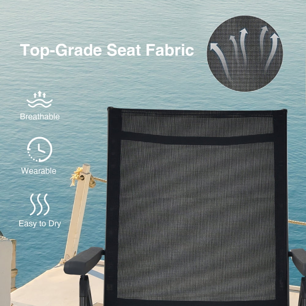 Aimee Lii 2 Pieces Foldable Chaise Lounge Chair with 2-Position Footrest, Patio Loungers, Black