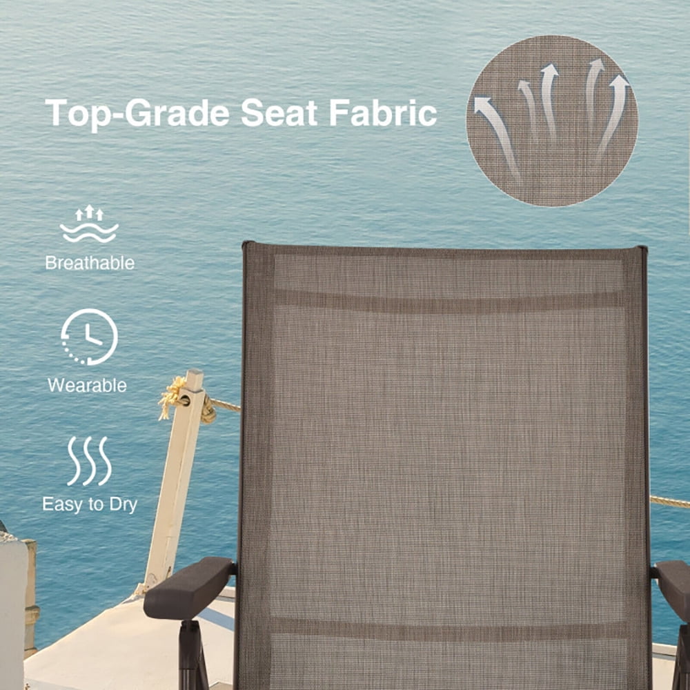 Aimee Lii 2 Pieces Foldable Chaise Lounge Chair with 2-Position Footrest, Patio Loungers, Brown