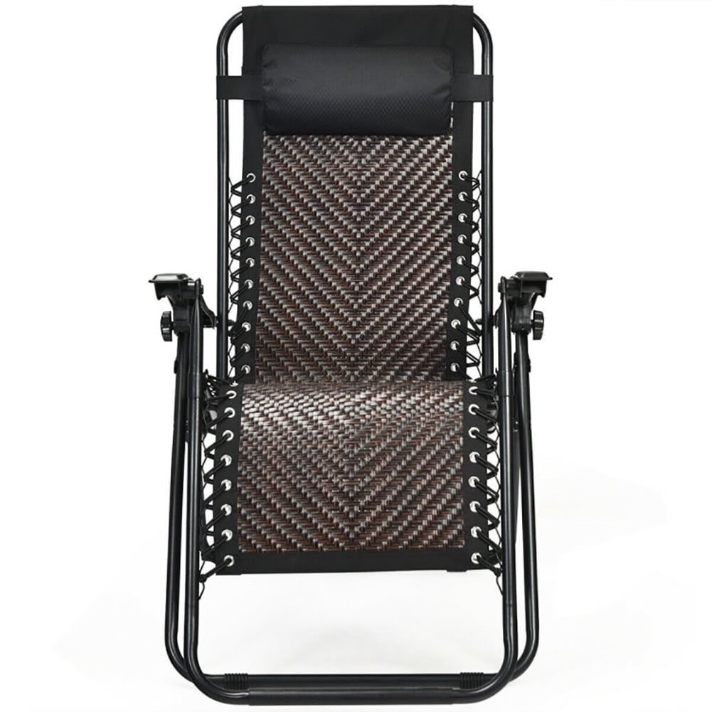 Aimee Lii 2 Pieces Folding Patio Rattan Zero Gravity Lounge Chair, Outdoor Patio Furniture, Light Brown