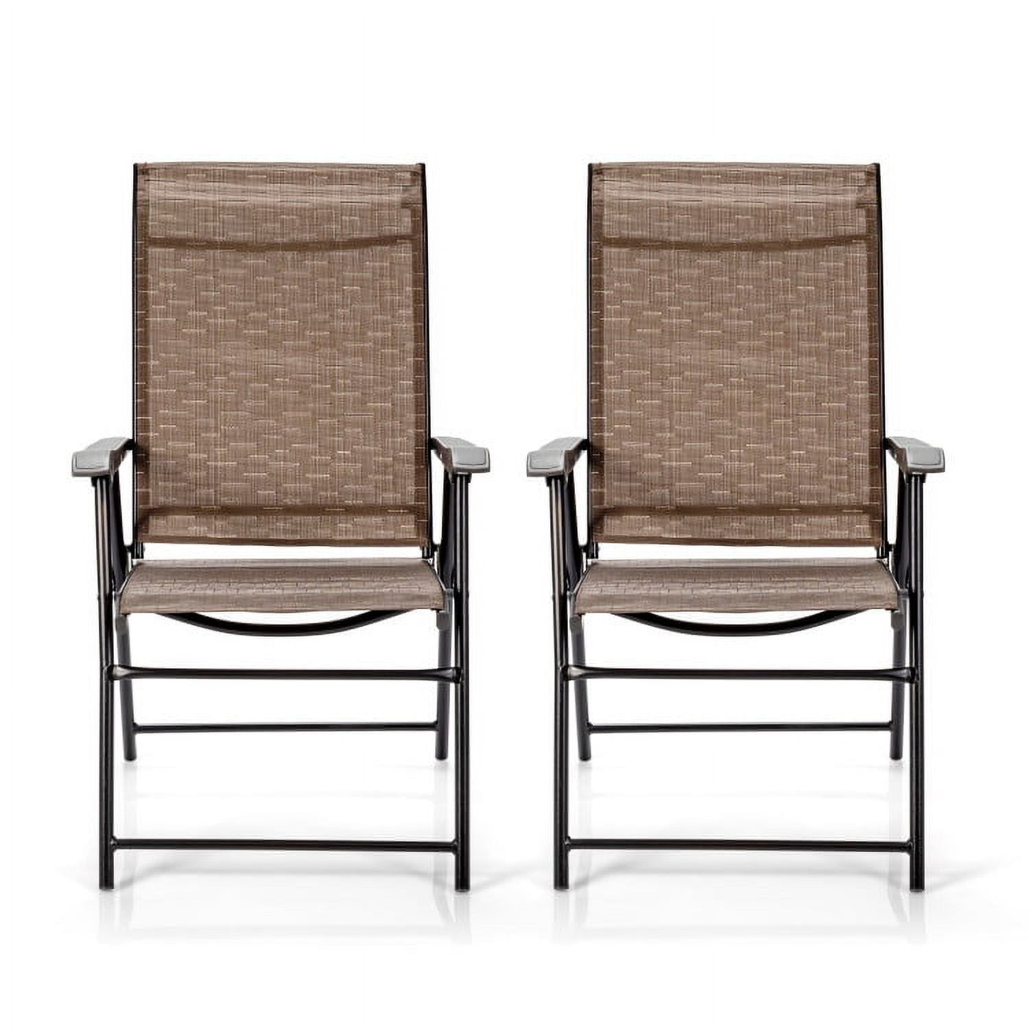 Aimee Lii 2 Pieces Outdoor Patio Folding Chair with Armrest for Camping Garden, Outdoor Patio Set