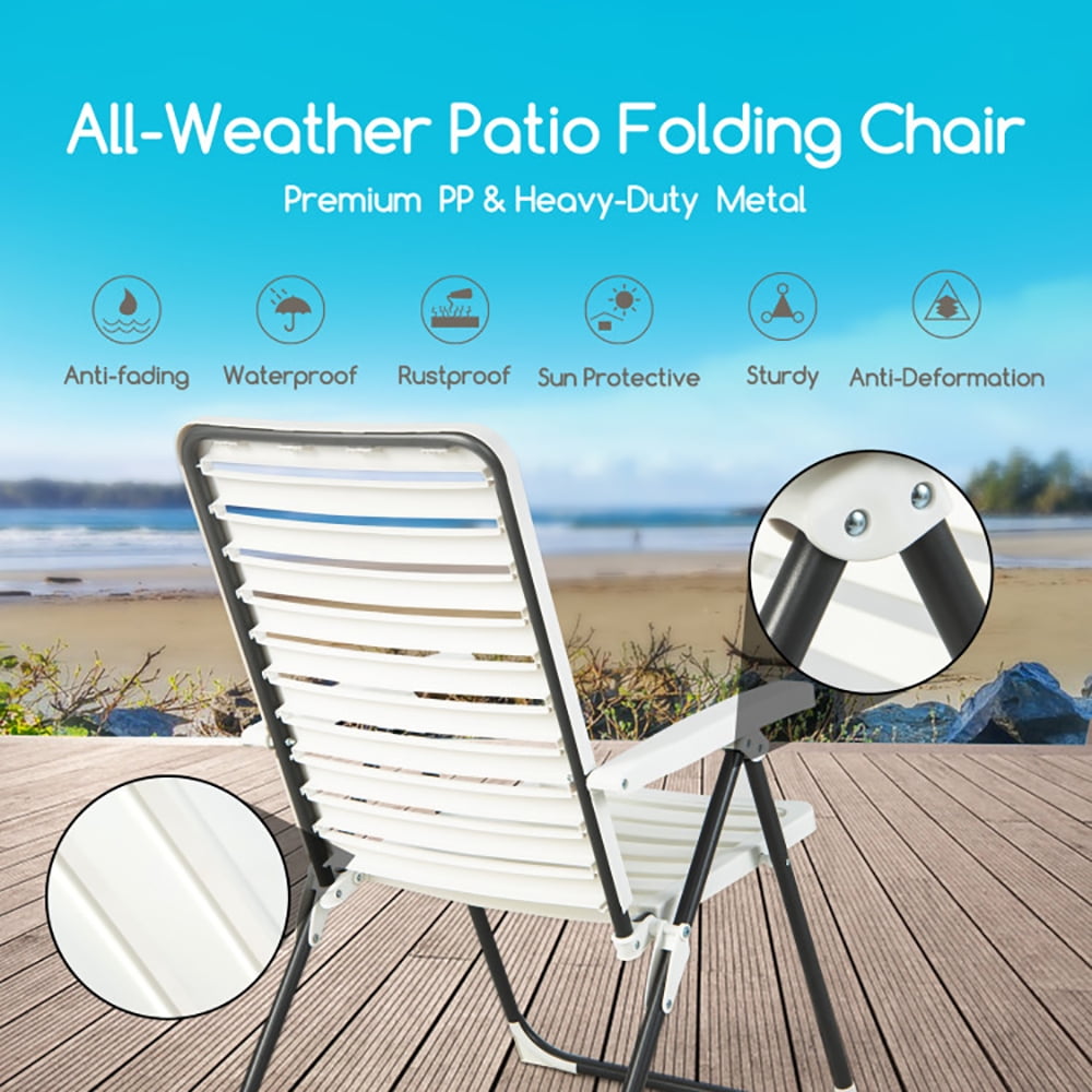 Aimee Lii 2 Pieces PP Folding Patio Chaise Lounger with 7-Level Backrest, Patio Loungers