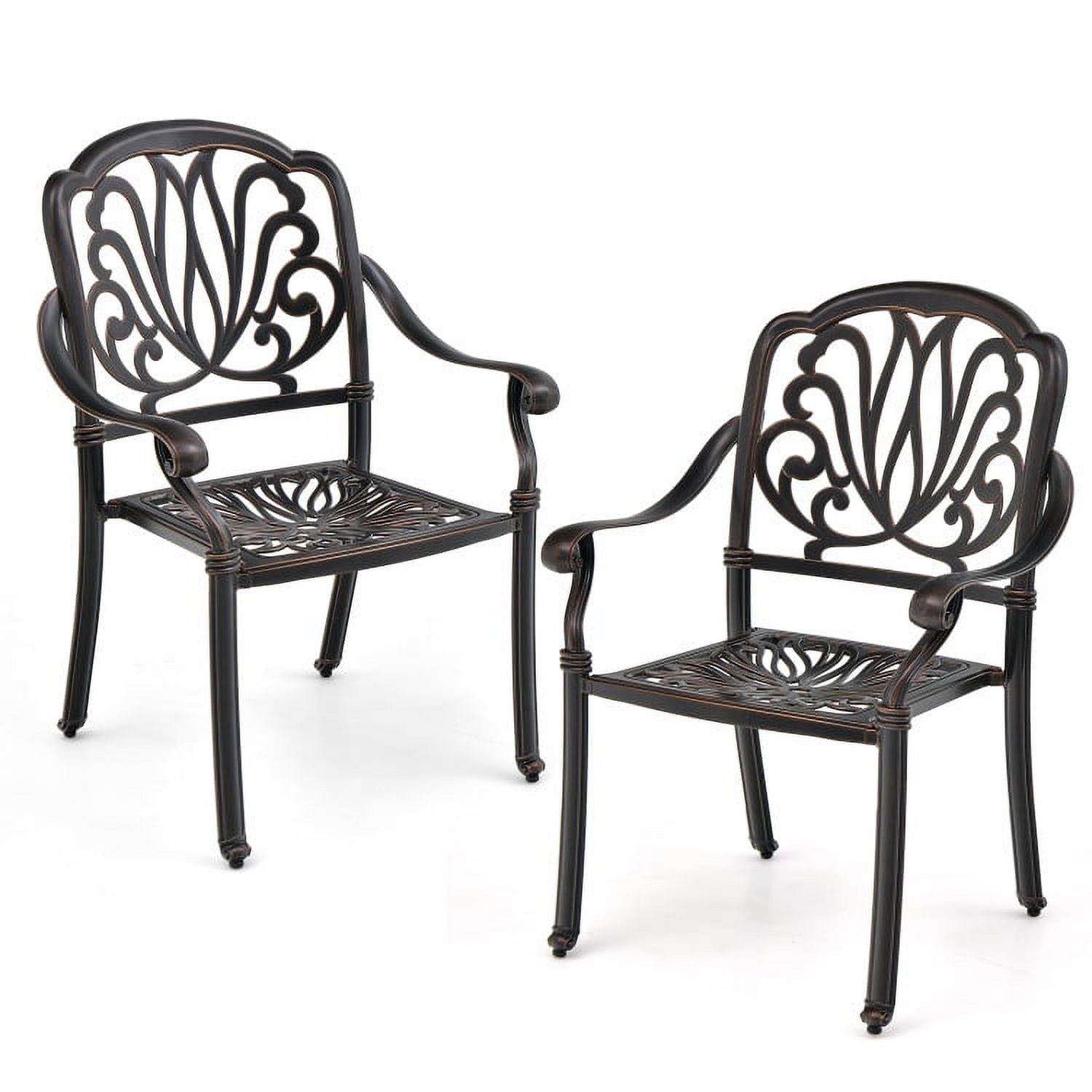 Aimee Lii 2 Pieces Patio Cast Aluminum Dining Chairs with Armrests, Outdoor Patio Set, Bronze