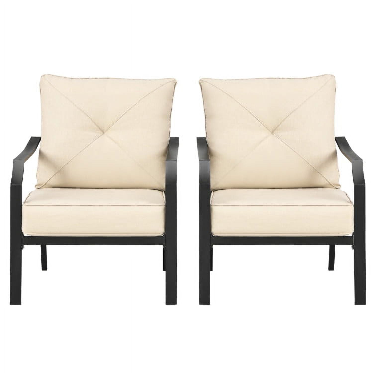 Aimee Lii 2 Pieces Patio Dining Set with Padded Cushions Armrest Steel Frame, Outdoor Patio Furniture Aimee Lii 2 Pieces Patio Dining Set with Padded Cushions Armrest Steel Frame, Outdoor Patio Furniture