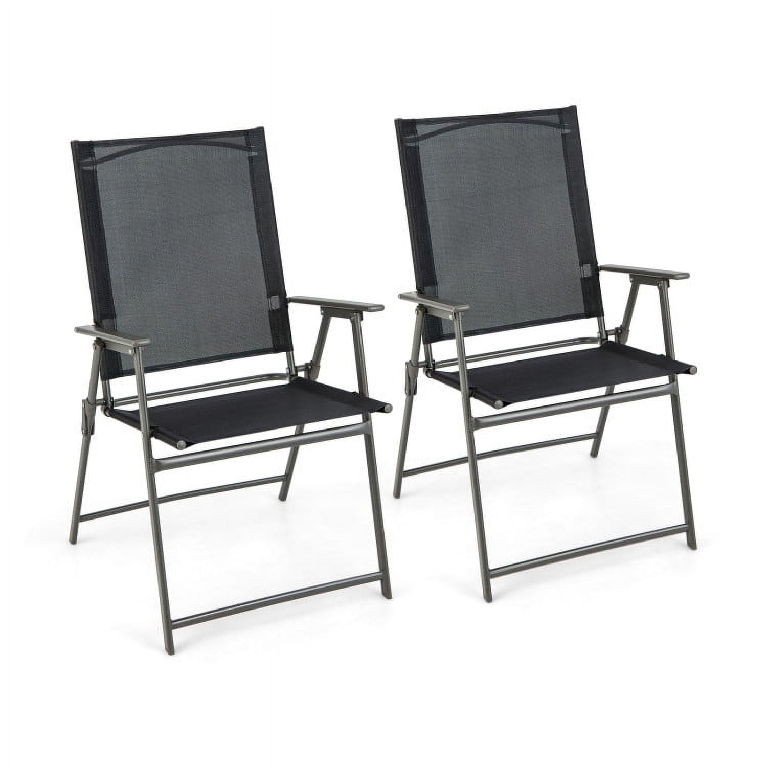 Aimee Lii 2 Pieces Patio Folding Chairs with Armrests for Deck Garden Yard, Outdoor Patio Set, Gray