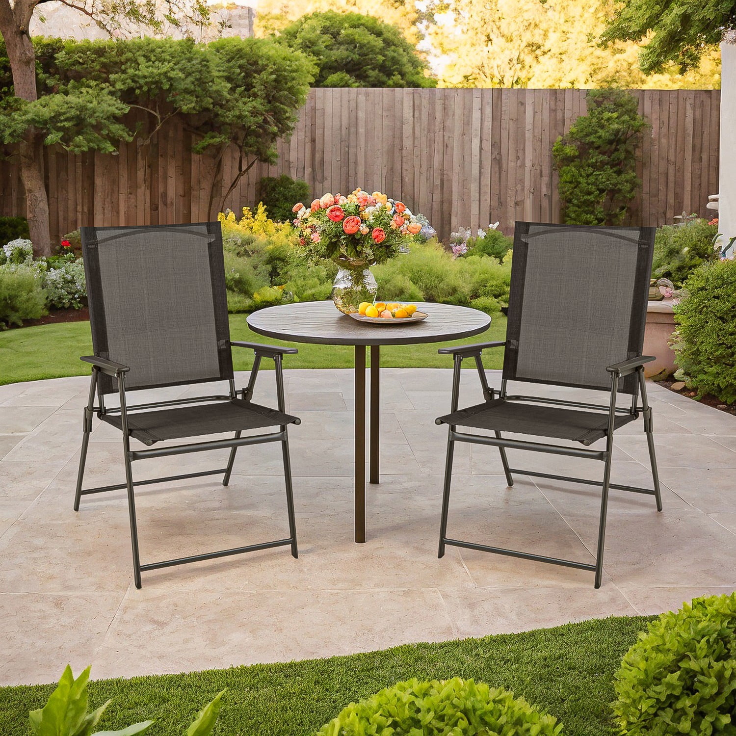 Aimee Lii 2 Pieces Patio Folding Chairs with Armrests for Deck Garden Yard, Outdoor Patio Set, Gray Aimee Lii 2 Pieces Patio Folding Chairs with Armrests for Deck Garden Yard, Outdoor Patio Set, Gray