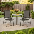 thumbnail image 1 of Aimee Lii 2 Pieces Patio Folding Chairs with Armrests for Deck Garden Yard, Outdoor Patio Set, Gray, 1 of 13