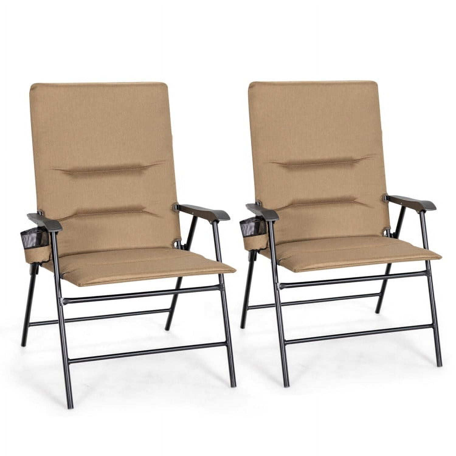 Aimee Lii 2 Pieces Patio Padded Folding Portable Chair Camping Dining Outdoor, Outdoor Patio Set, Brown Aimee Lii 2 Pieces Patio Padded Folding Portable Chair Camping Dining Outdoor, Outdoor Patio Set, Brown