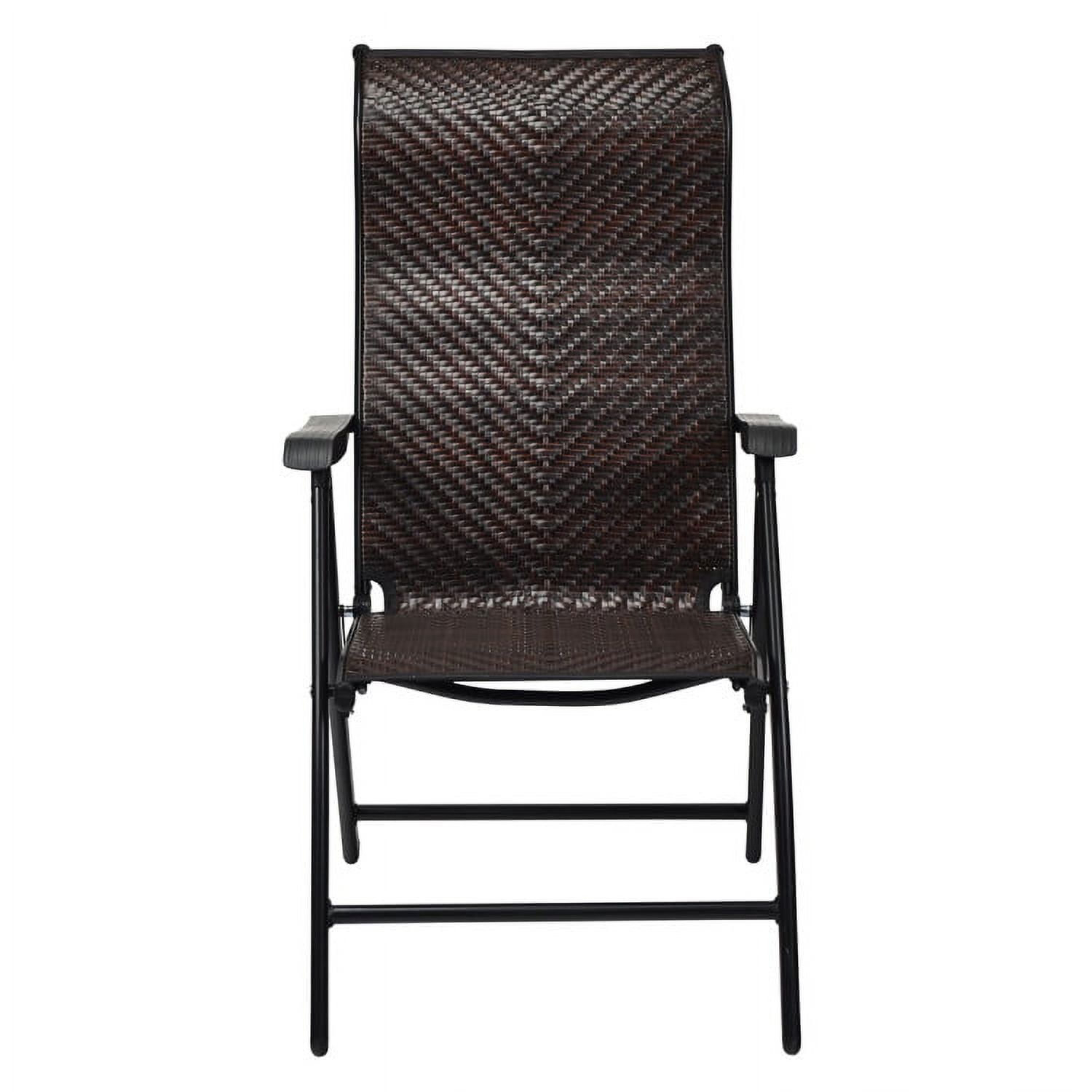 Aimee Lii 2 Pieces Patio Rattan Folding Reclining Chair, Outdoor Deck Furniture