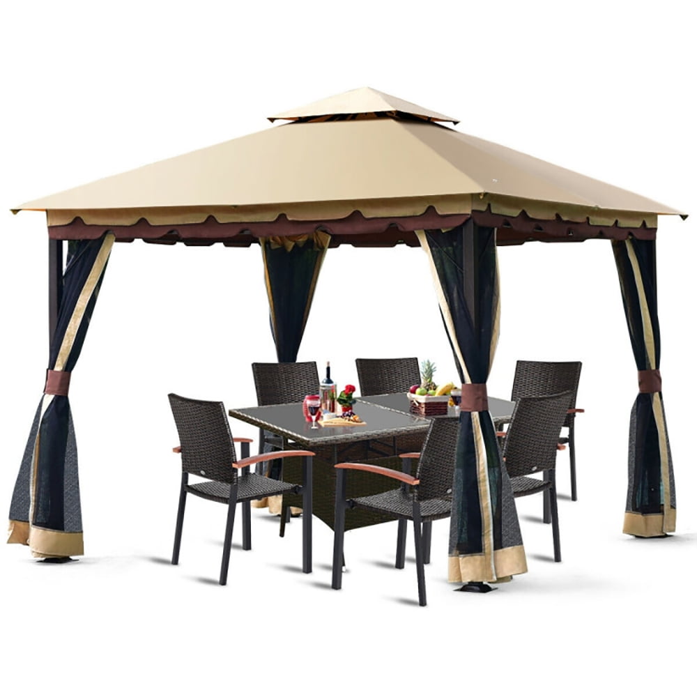 Aimee Lii 2-Tier 10 x 10 Feet Patio Shelter Awning Steel Gazebo Canopy, Backyard Gazebo Tent Aimee Lii 2-Tier 10 x 10 Feet Patio Shelter Awning Steel Gazebo Canopy, Backyard Gazebo Tent