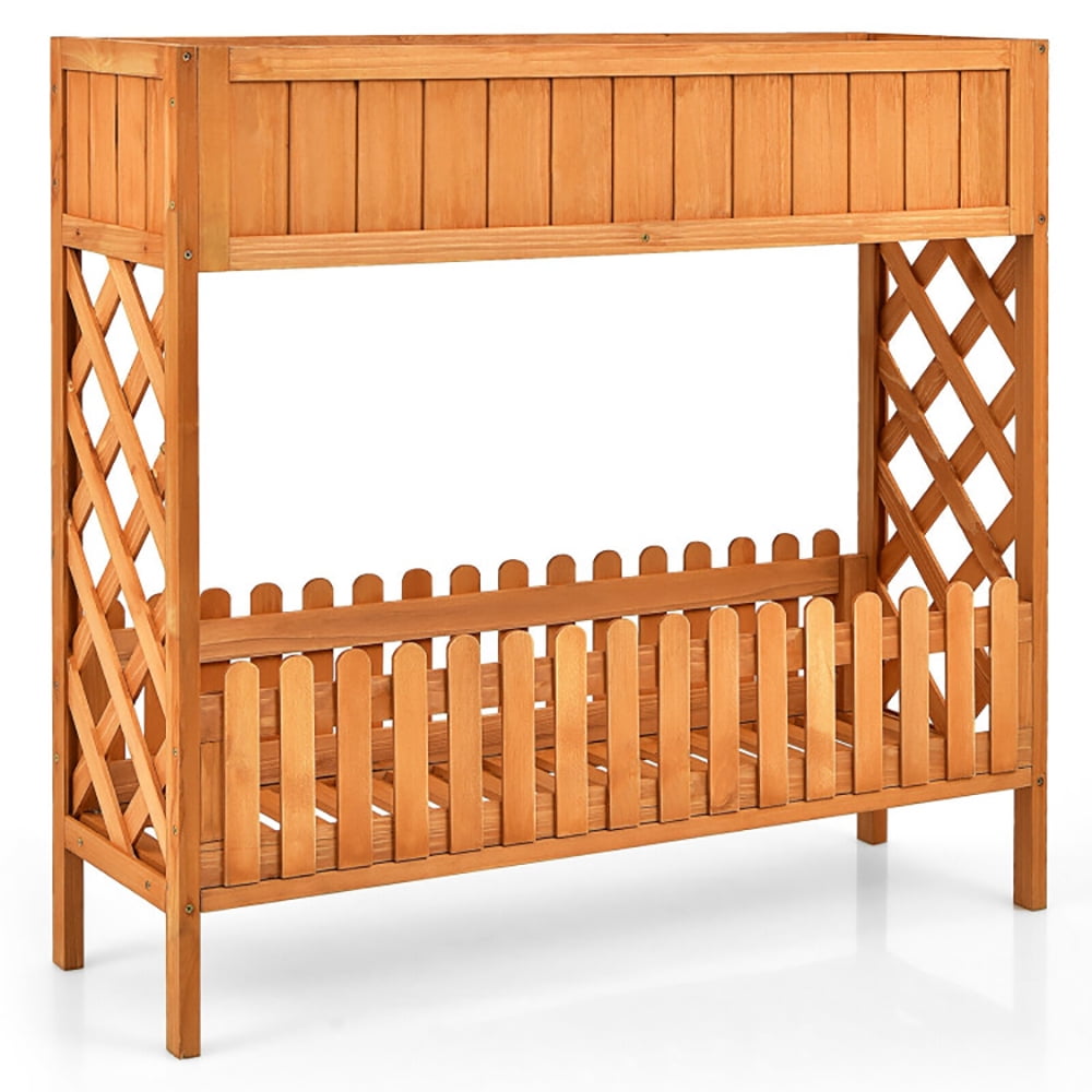 Aimee Lii 2-Tier Raised Garden Bed Elevated Wood Planter Box for Vegetable Flower Herb, Planters for Outdoor Plants, Raised Planter Box with Legs