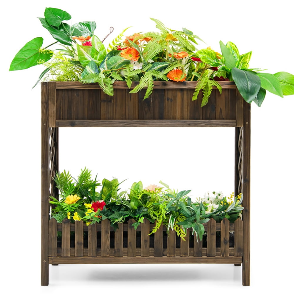 Aimee Lii 2-Tier Wood Raised Garden Bed for Vegetable and Fruit, Planters for Outdoor Plants, Raised Garden Bed with Legs