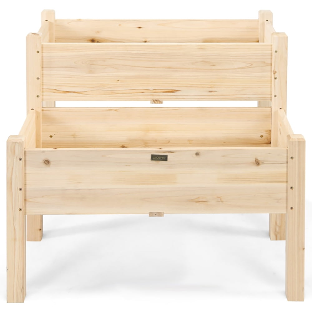 Aimee Lii 2 Tier Wooden Elevated Planter Box with Legs and Drain Holes for Balcony and Yard, Vertical Garden Planter, Tiered Planters for Outdoor Plants