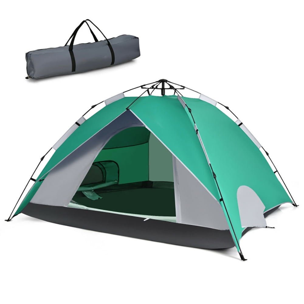 Aimee Lii 2-in-1 4 Person Instant Pop-up Waterproof Camping Tent, Easy Set Up Camping Tents Shelter, Green