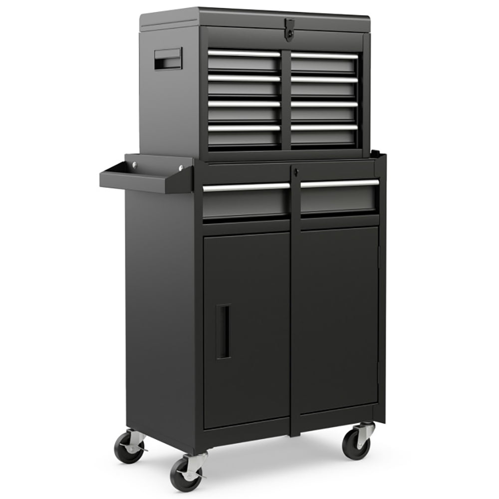 Aimee Lii 2-in-1 Tool Chest and Cabinet with 5 Sliding Drawers, Tool Chest Workbench, Garage Workshop Tool Organizer, Black Aimee Lii 2-in-1 Tool Chest and Cabinet with 5 Sliding Drawers, Tool Chest Workbench, Garage Workshop Tool Organizer, Black