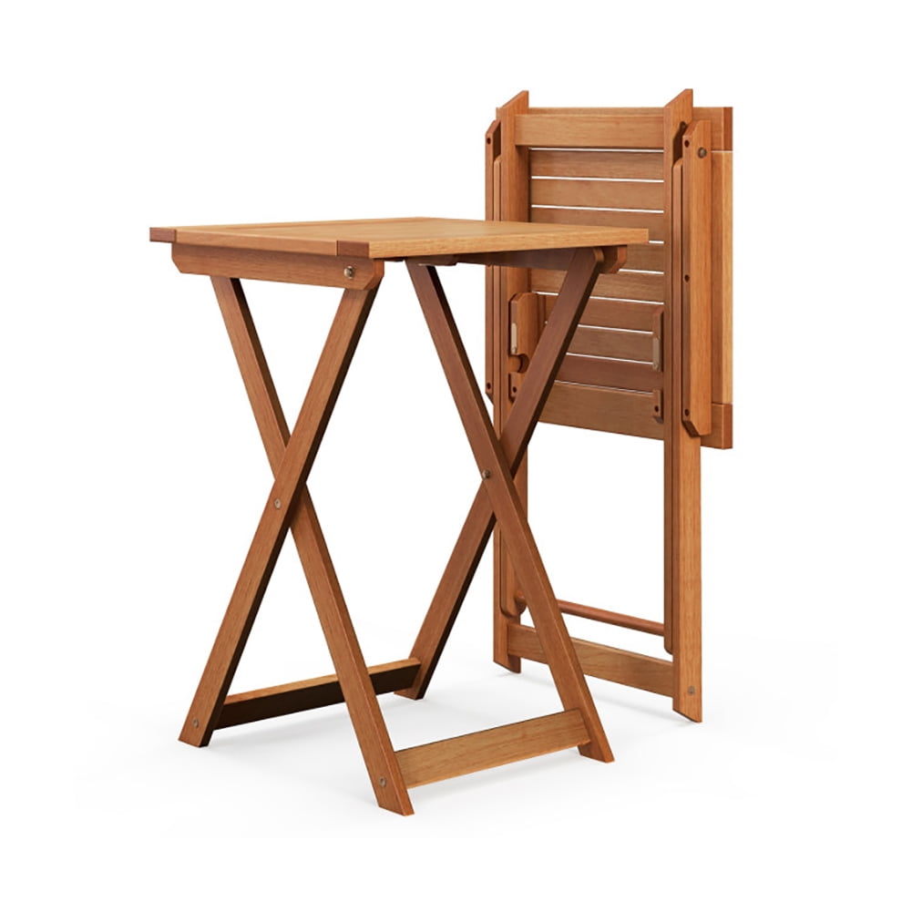 Aimee Lii 20 Inch Hardwood Patio Folding Table with Slatted Tabletop, Outdoor Patio Furniture