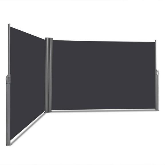 Aimee Lii 237 x 63 Inch Patio Retractable Double Folding Side Awning Screen Divider for Patio, Backyard