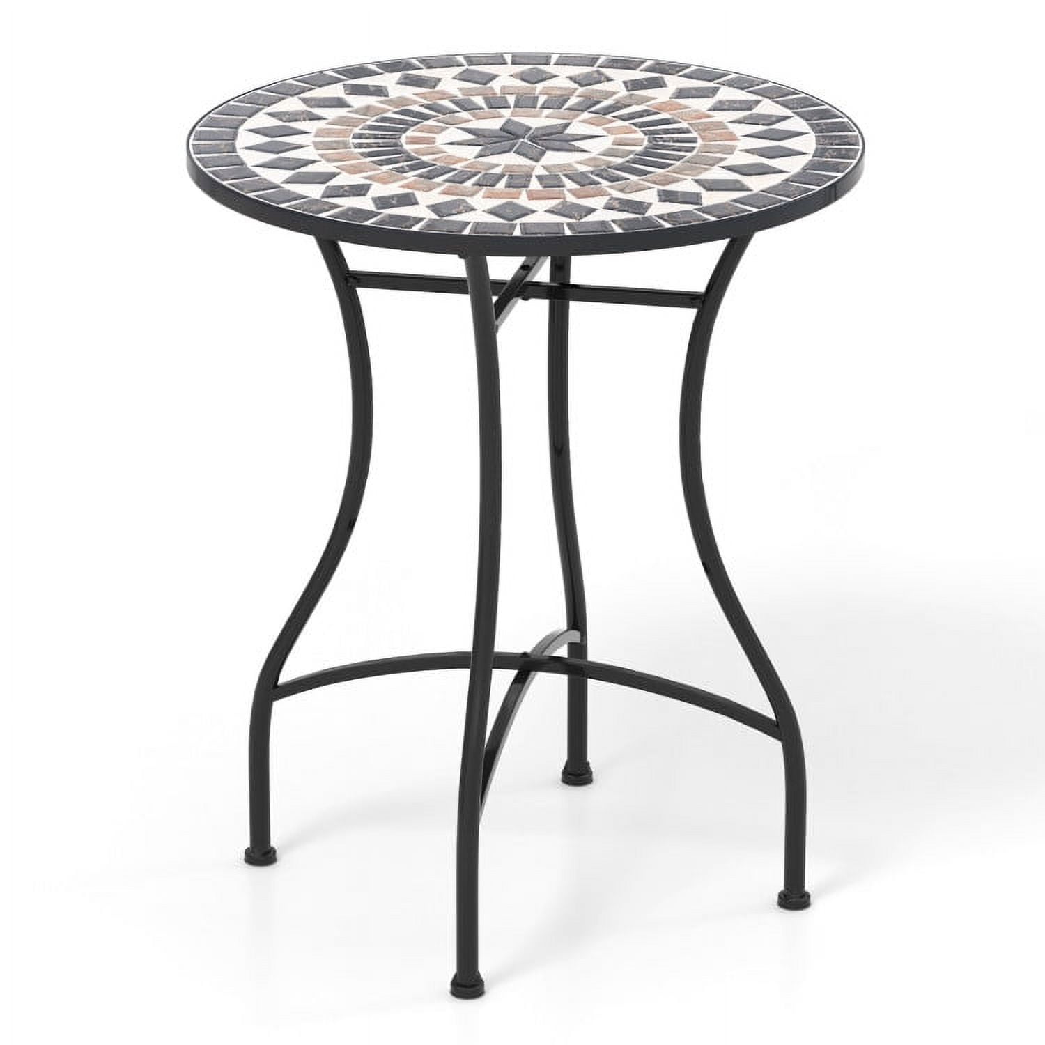 Aimee Lii 24" Patio Bistro Table with Ceramic Tile Tabletop, Outdoor Patio Furniture