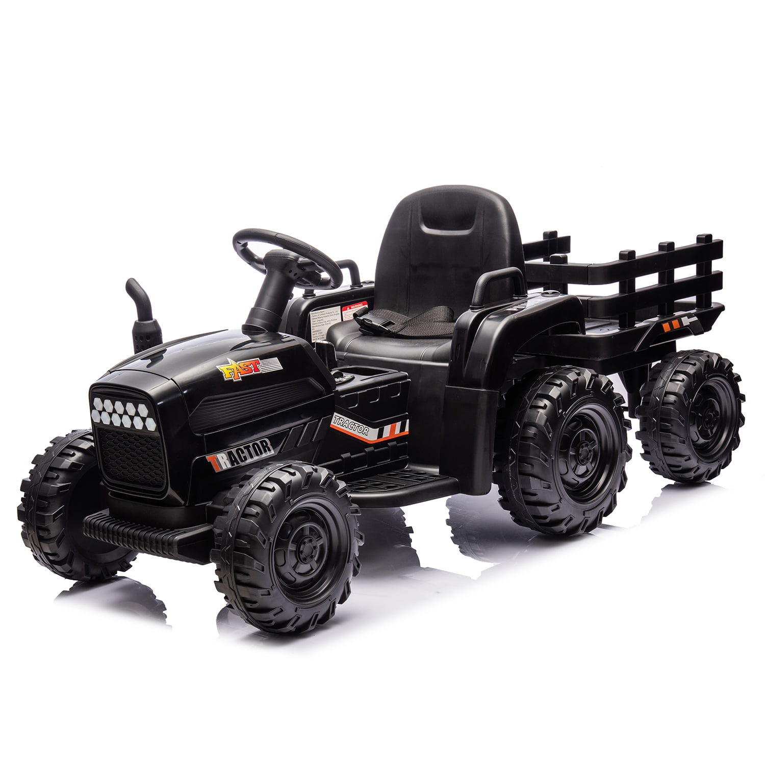 Aimee Lii 24V Battery Powered Electric Tractor Toy with Remote Control, USB, MP3, Bluetooth, Safety Belt, Ride on Tractor with Trailer, Three Speed Adjustable, Black Aimee Lii 24V Battery Powered Electric Tractor Toy with Remote Control, USB, MP3, Bluetooth, Safety Belt, Ride on Tractor with Trailer, Three Speed Adjustable, Black