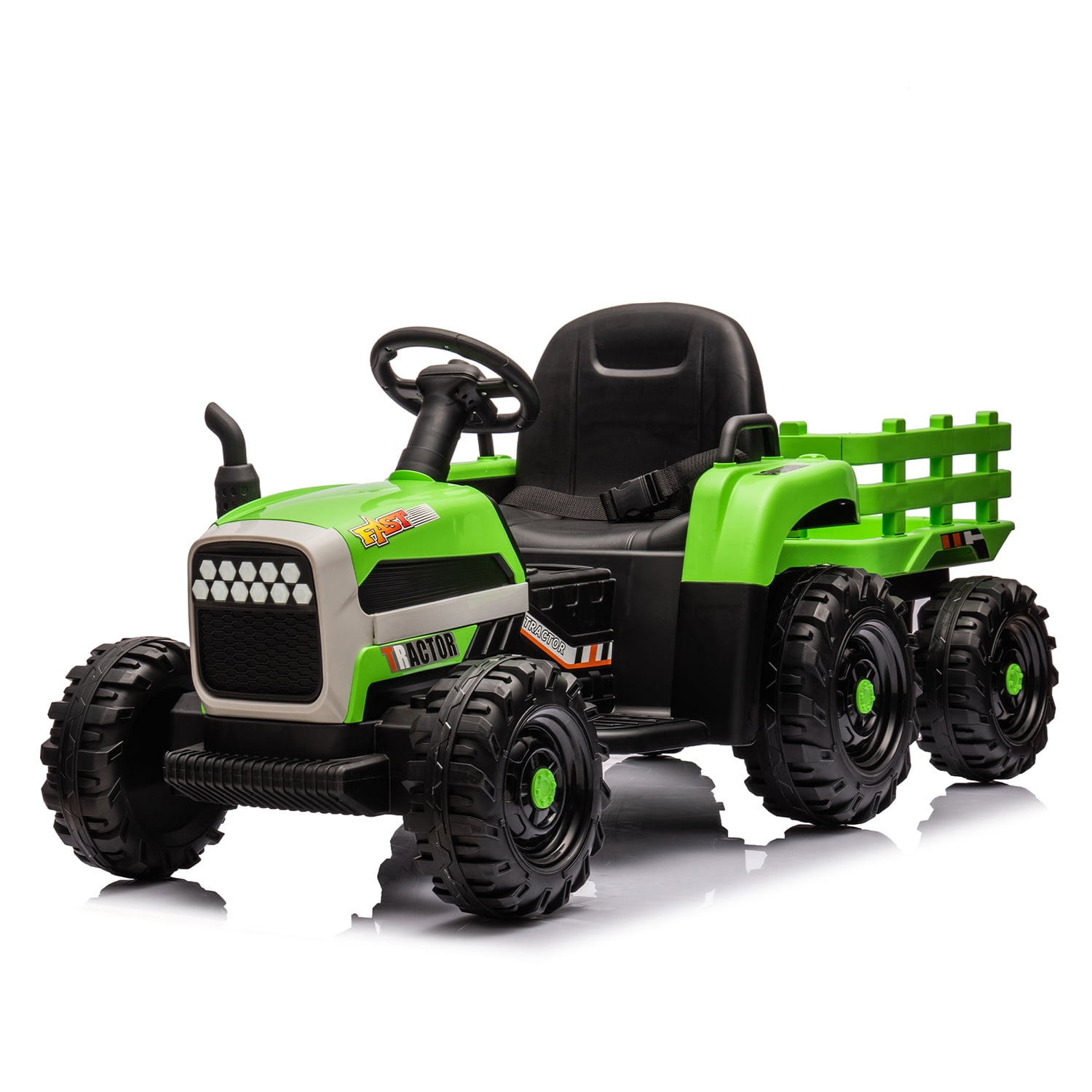 Aimee Lii 24V Battery Powered Electric Tractor Toy with Remote Control, USB, MP3, Bluetooth, Safety Belt, Ride on Tractor with Trailer, Three Speed Adjustable, Green Aimee Lii 24V Battery Powered Electric Tractor Toy with Remote Control, USB, MP3, Bluetooth, Safety Belt, Ride on Tractor with Trailer, Three Speed Adjustable, Green