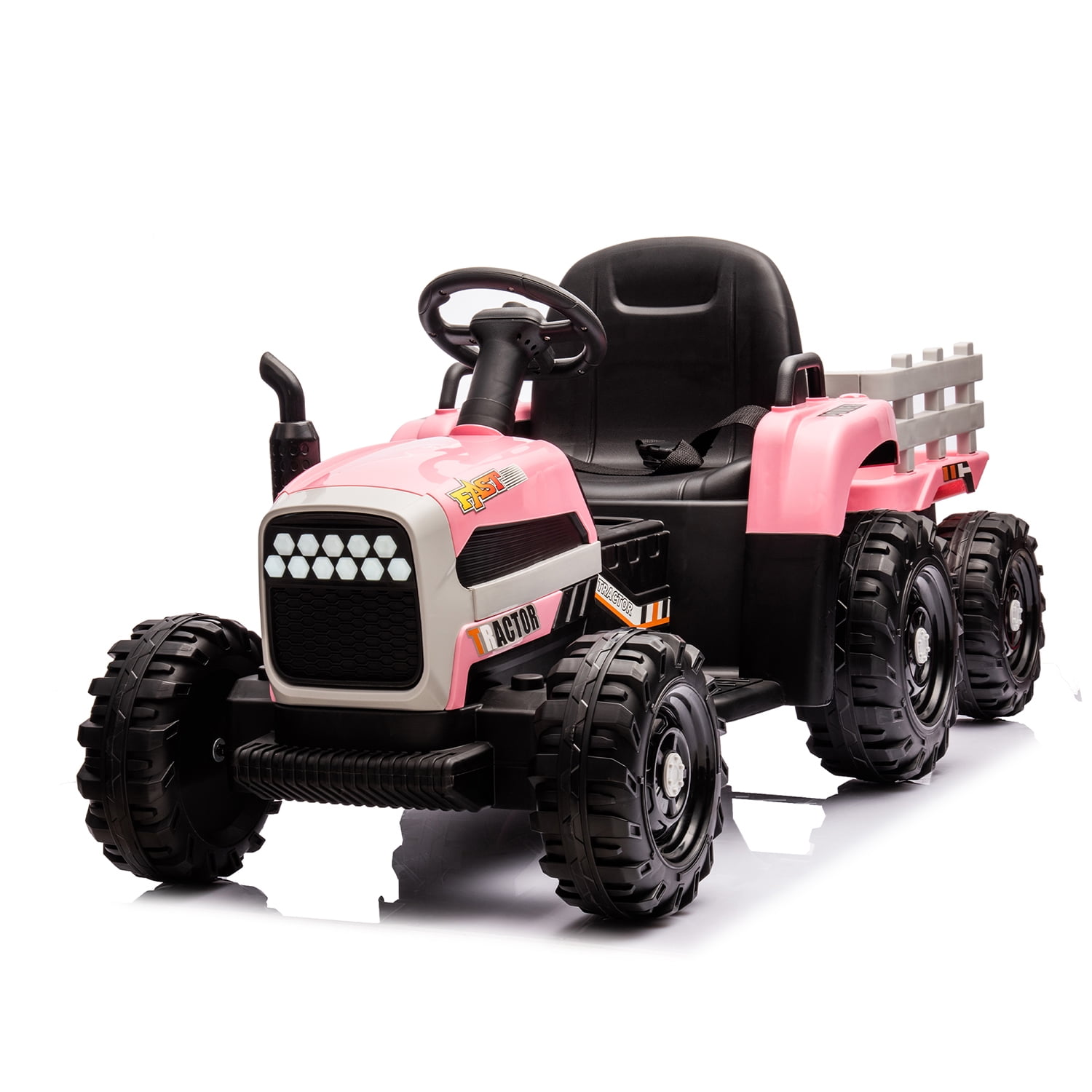 Aimee Lii 24V Battery Powered Electric Tractor Toy with Remote Control, USB, MP3, Bluetooth, Safety Belt, Ride on Tractor with Trailer, Three Speed Adjustable, Pink Aimee Lii 24V Battery Powered Electric Tractor Toy with Remote Control, USB, MP3, Bluetooth, Safety Belt, Ride on Tractor with Trailer, Three Speed Adjustable, Pink