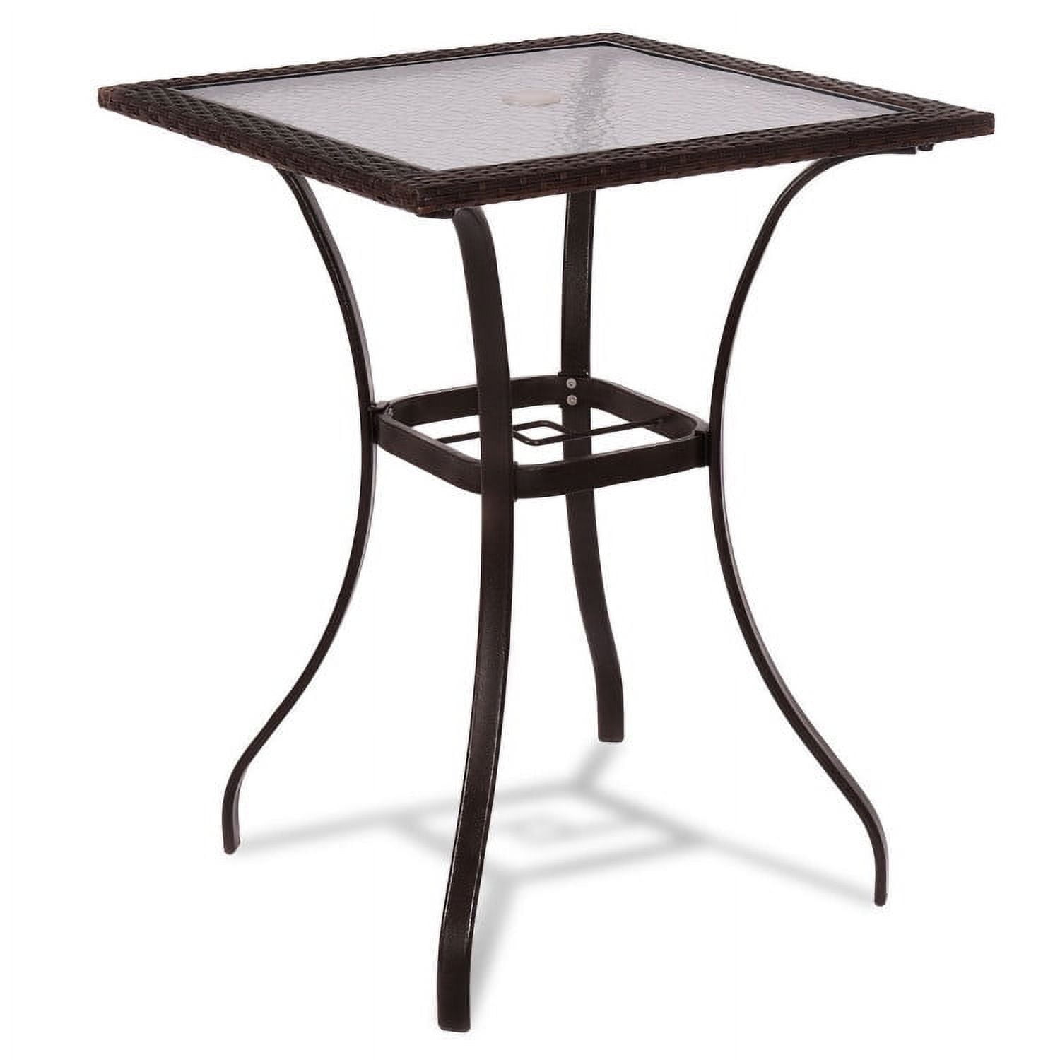 Aimee Lii 28.5 Inch Outdoor Patio Square Glass Top Table with Rattan Edging, Outdoor Patio Furniture