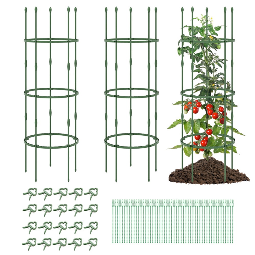 Aimee Lii 3-Pack Garden Trellis 40"/60" Tall Plant Support Stands with Clips and Ties, Tomato Trellis for Raised Garden Bed-M Aimee Lii 3-Pack Garden Trellis 40"/60" Tall Plant Support Stands with Clips and Ties, Tomato Trellis for Raised Garden Bed-M