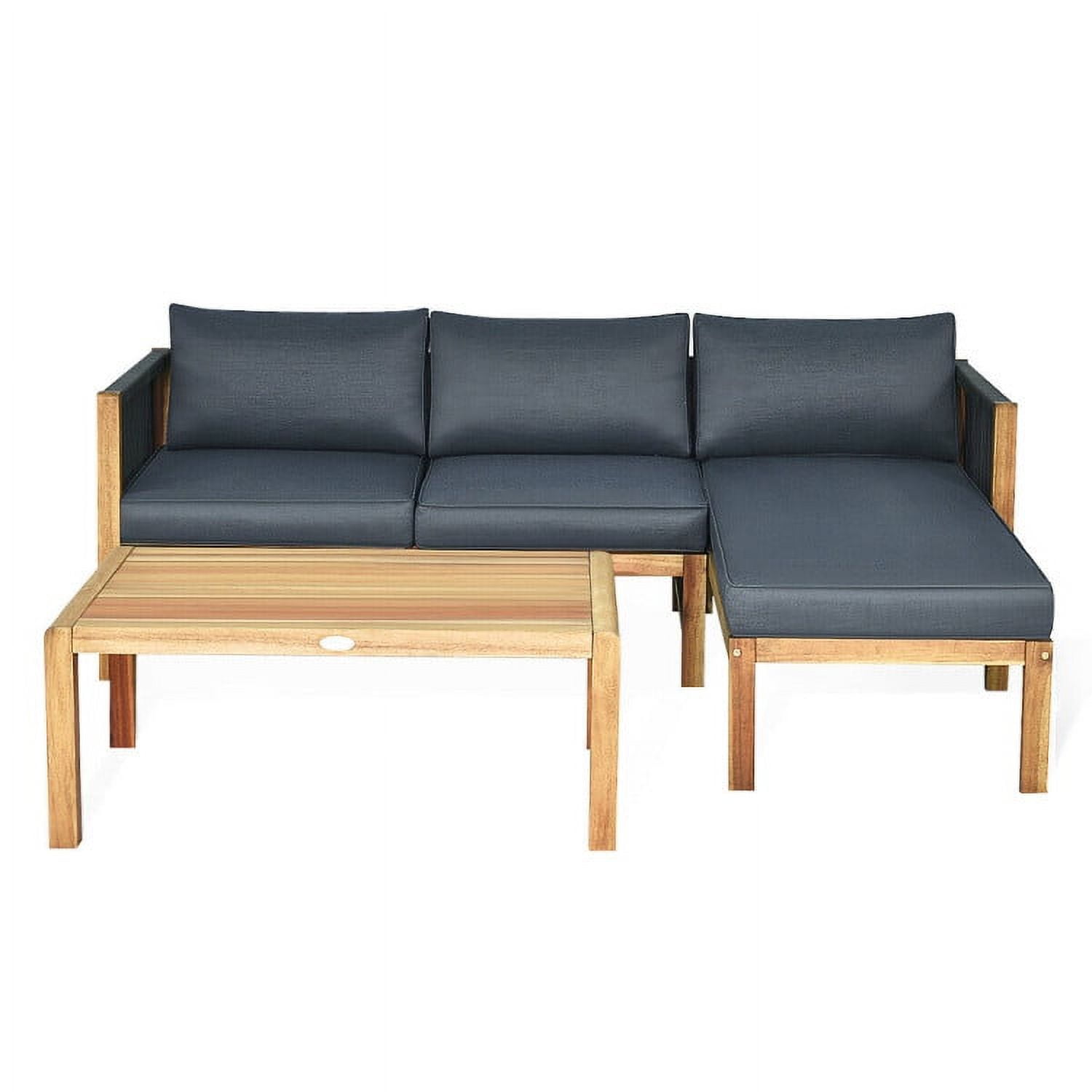 Aimee Lii 3 Piece Patio Acacia Sofa Set with Nylon Armrest, Outdoor Deck Furniture, Gray Aimee Lii 3 Piece Patio Acacia Sofa Set with Nylon Armrest, Outdoor Deck Furniture, Gray