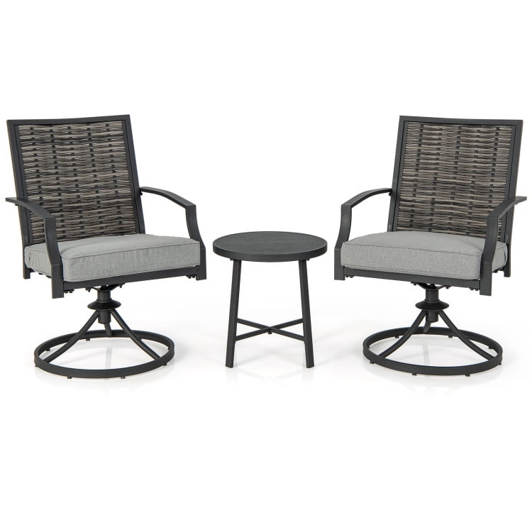 Aimee Lii 3 Piece Patio Swivel Chair Set, Patio Sectional Furniture Set with Soft Seat Cushions for Backyard
