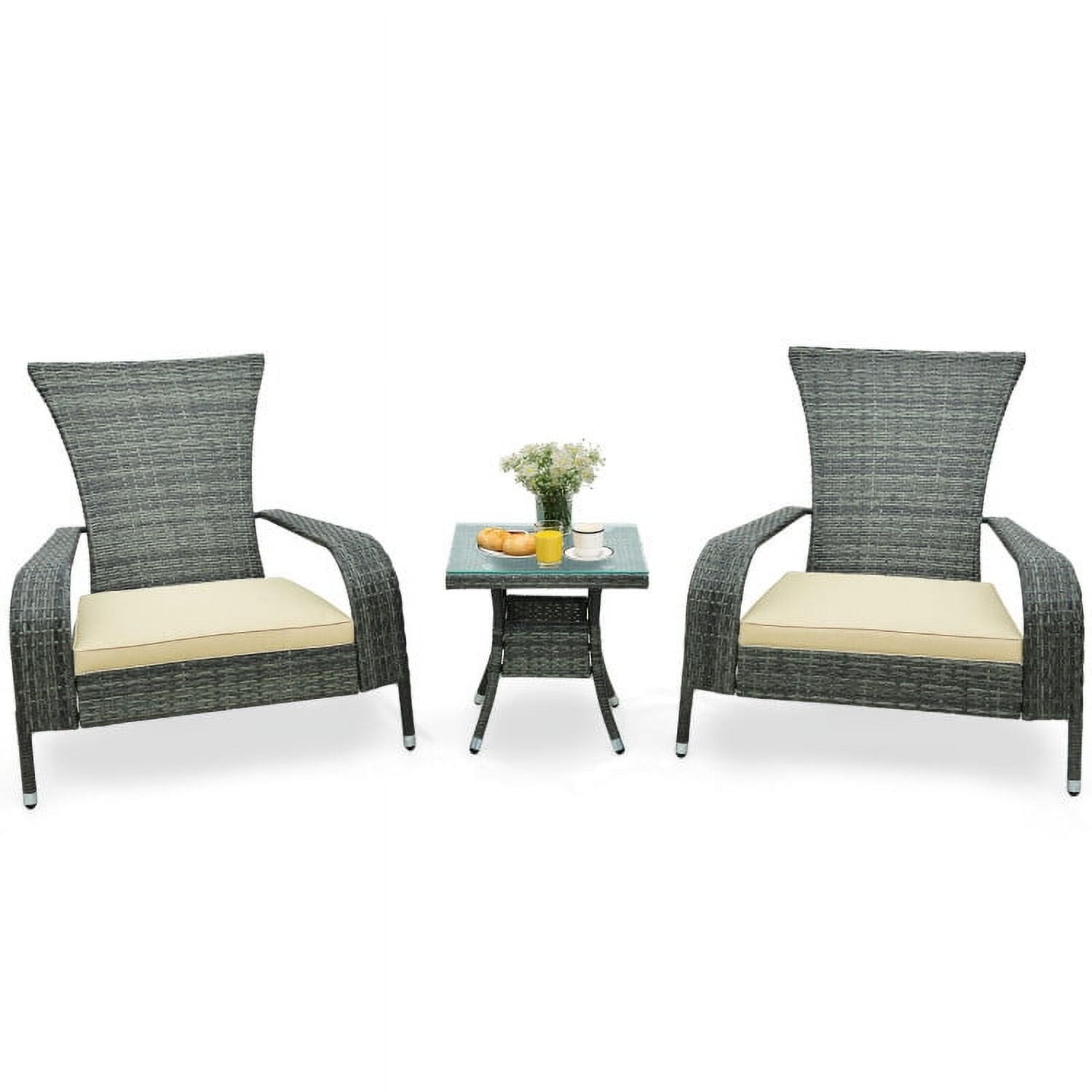 Aimee Lii 3-Piece Wicker Conversation Set with Comfy Seat Cushions, Outdoor Patio Furniture, Gray Aimee Lii 3-Piece Wicker Conversation Set with Comfy Seat Cushions, Outdoor Patio Furniture, Gray
