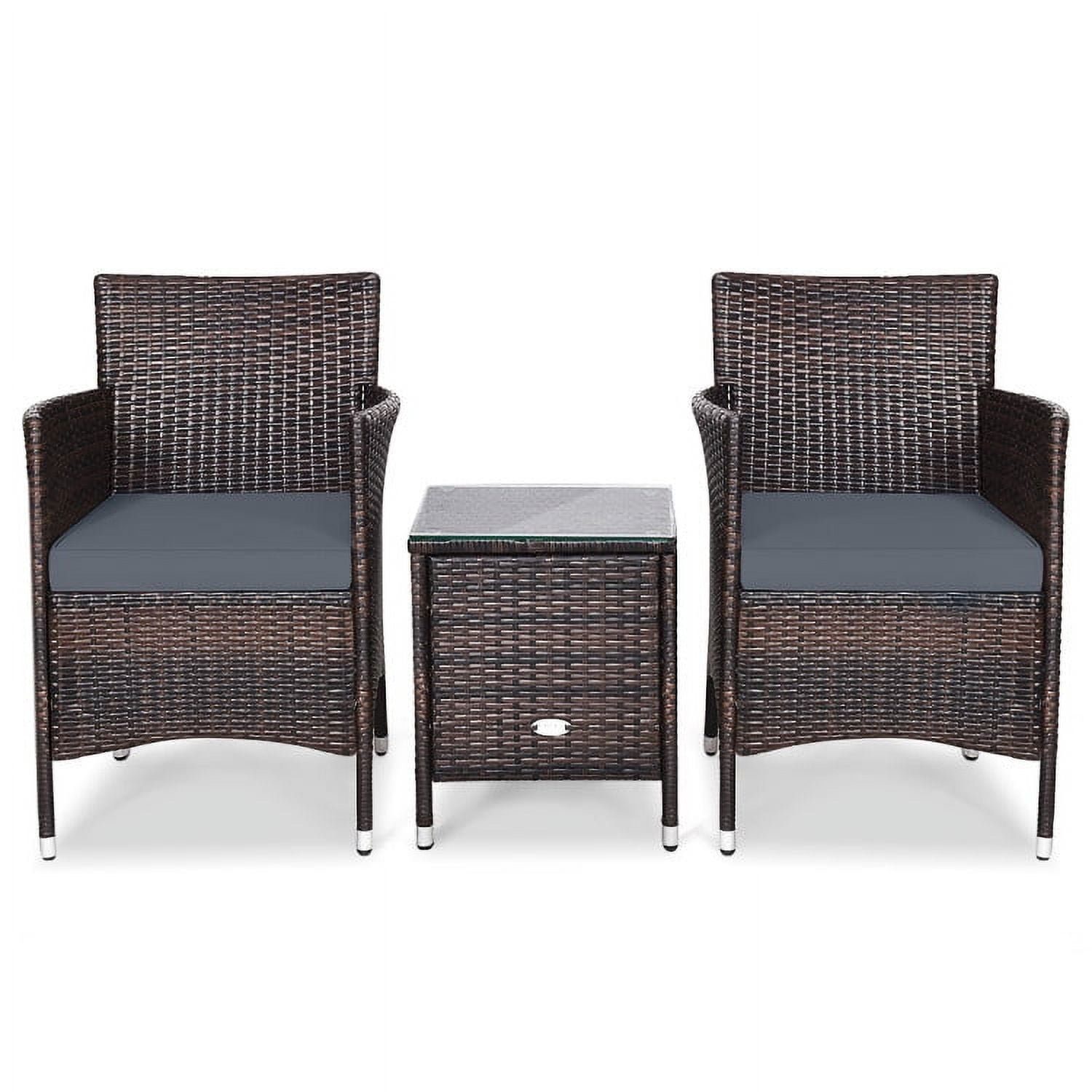 Aimee Lii 3 Piece Wicker Patio Furniture Set, Wicker Outdoor Sectional with Washable and Removable Cushion for Patio, Gray