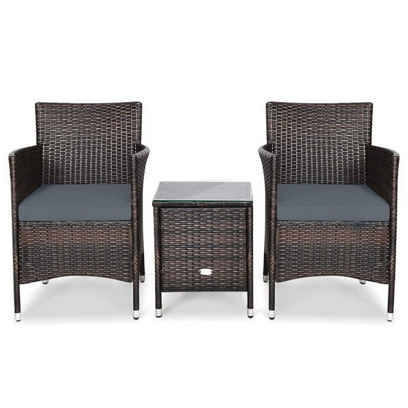 Aimee Lii 3 Piece Wicker Patio Furniture Set, Wicker Outdoor Sectional with Washable and Removable Cushion for Patio, Gray