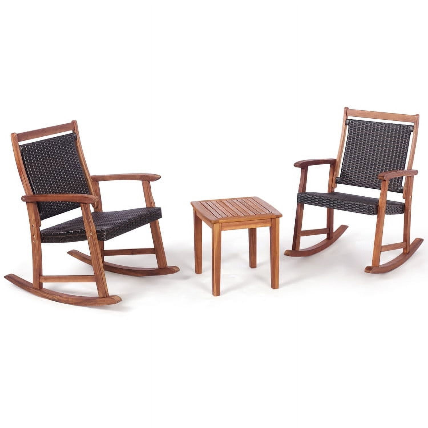 Aimee Lii 3 Pieces Acacia Wood Patio Rocking Chair Set with Side Table, Outdoor Patio Furniture Set Aimee Lii 3 Pieces Acacia Wood Patio Rocking Chair Set with Side Table, Outdoor Patio Furniture Set