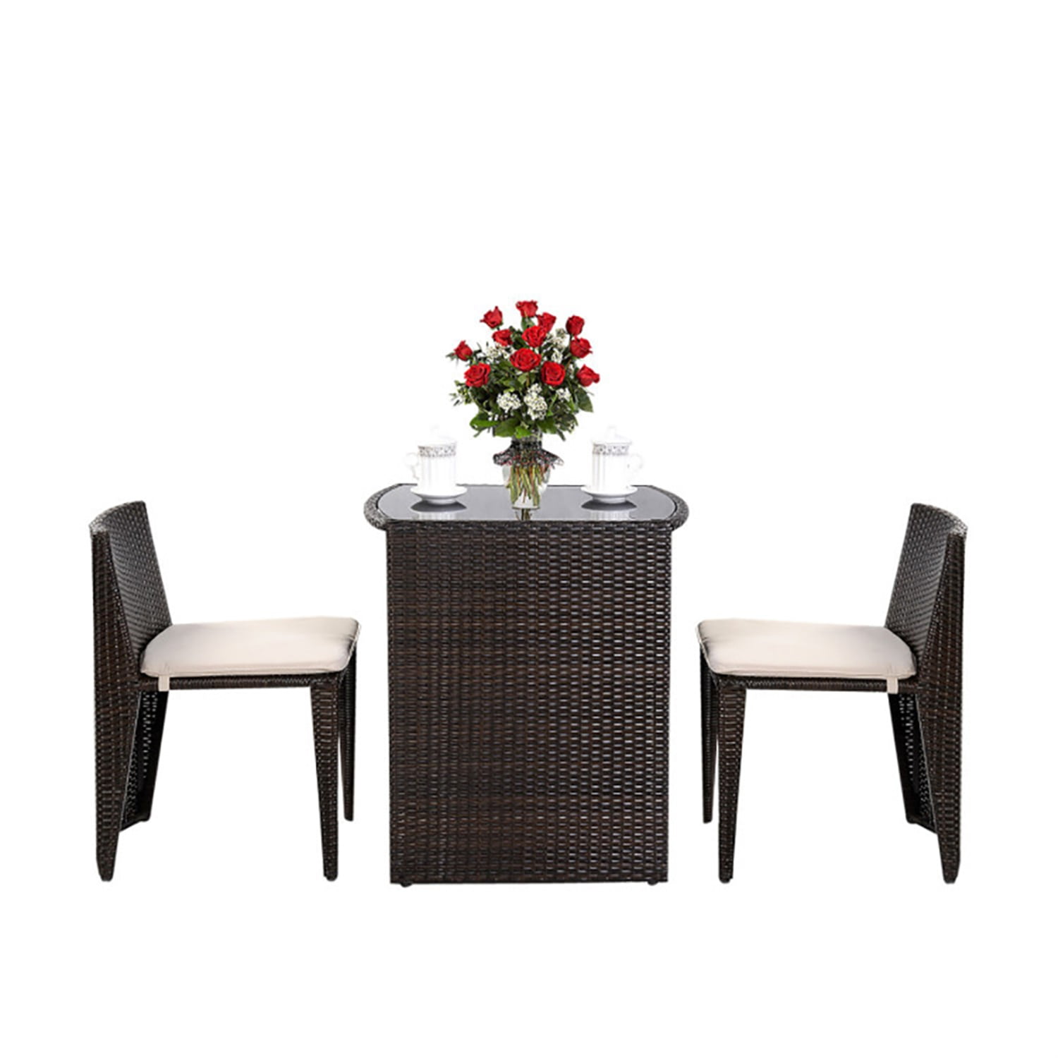 Aimee Lii 3 Pieces Cushioned Wicker Patio Bistro Set, Outdoor Patio Set with No Assembly Needed Aimee Lii 3 Pieces Cushioned Wicker Patio Bistro Set, Outdoor Patio Set with No Assembly Needed