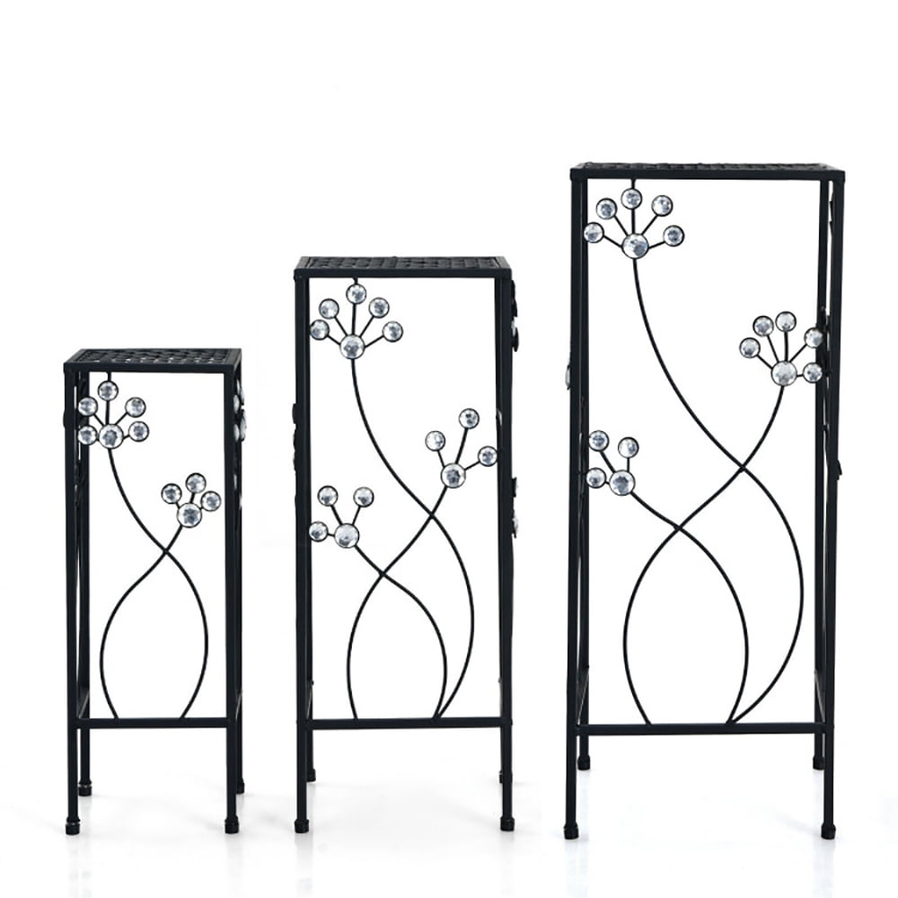 Aimee Lii 3 Pieces Flower Pots Display Rack with Vines and Crystal Floral Accents Square, Tall Plant Stand Indoor Outdoor, Stable and Space-Saving, Black Aimee Lii 3 Pieces Flower Pots Display Rack with Vines and Crystal Floral Accents Square, Tall Plant Stand Indoor Outdoor, Stable and Space-Saving, Black