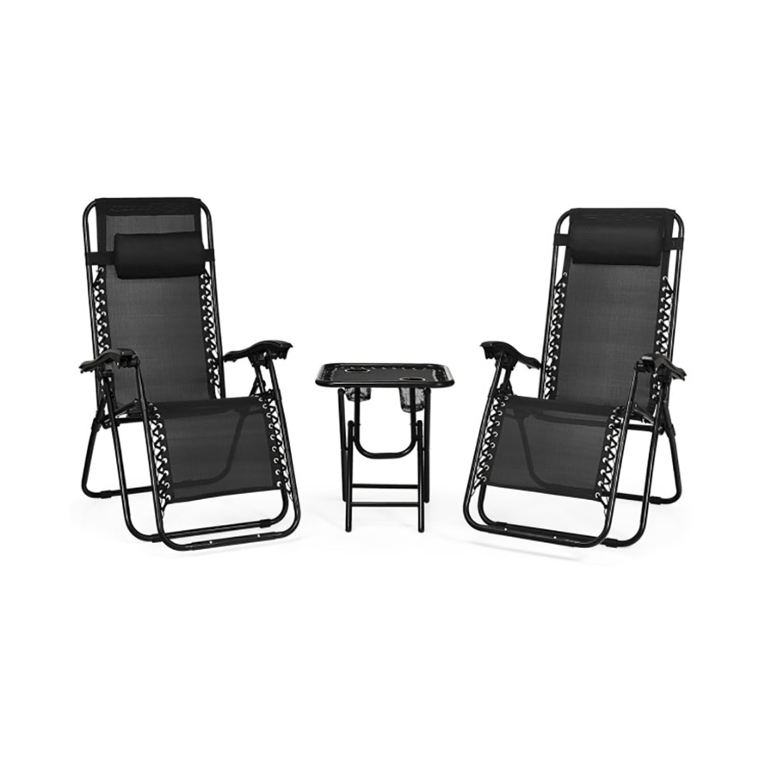 Aimee Lii 3 Pieces Folding Portable Zero Gravity Reclining Lounge Chairs Table Set, Wicker Patio Furniture Aimee Lii 3 Pieces Folding Portable Zero Gravity Reclining Lounge Chairs Table Set, Wicker Patio Furniture