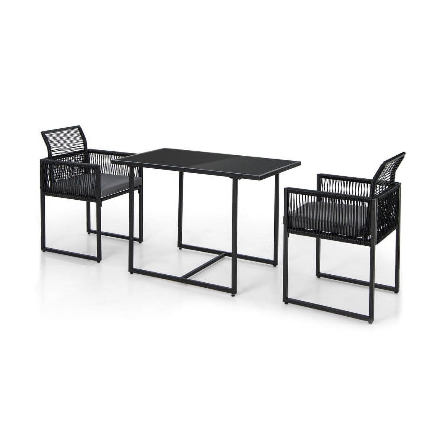 Aimee Lii 3 Pieces Outdoor Dining Set with Folding Backrest and Seat Cushions, Outdoor Patio Furniture, Black Aimee Lii 3 Pieces Outdoor Dining Set with Folding Backrest and Seat Cushions, Outdoor Patio Furniture, Black